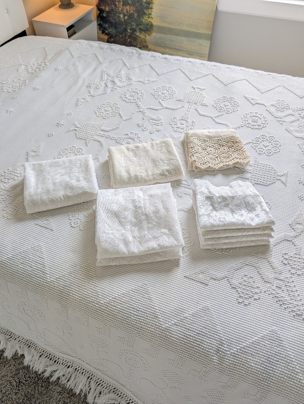 JCPenney Lace Curtain Panel White, Cream Boho Airy Lot Plus Extras